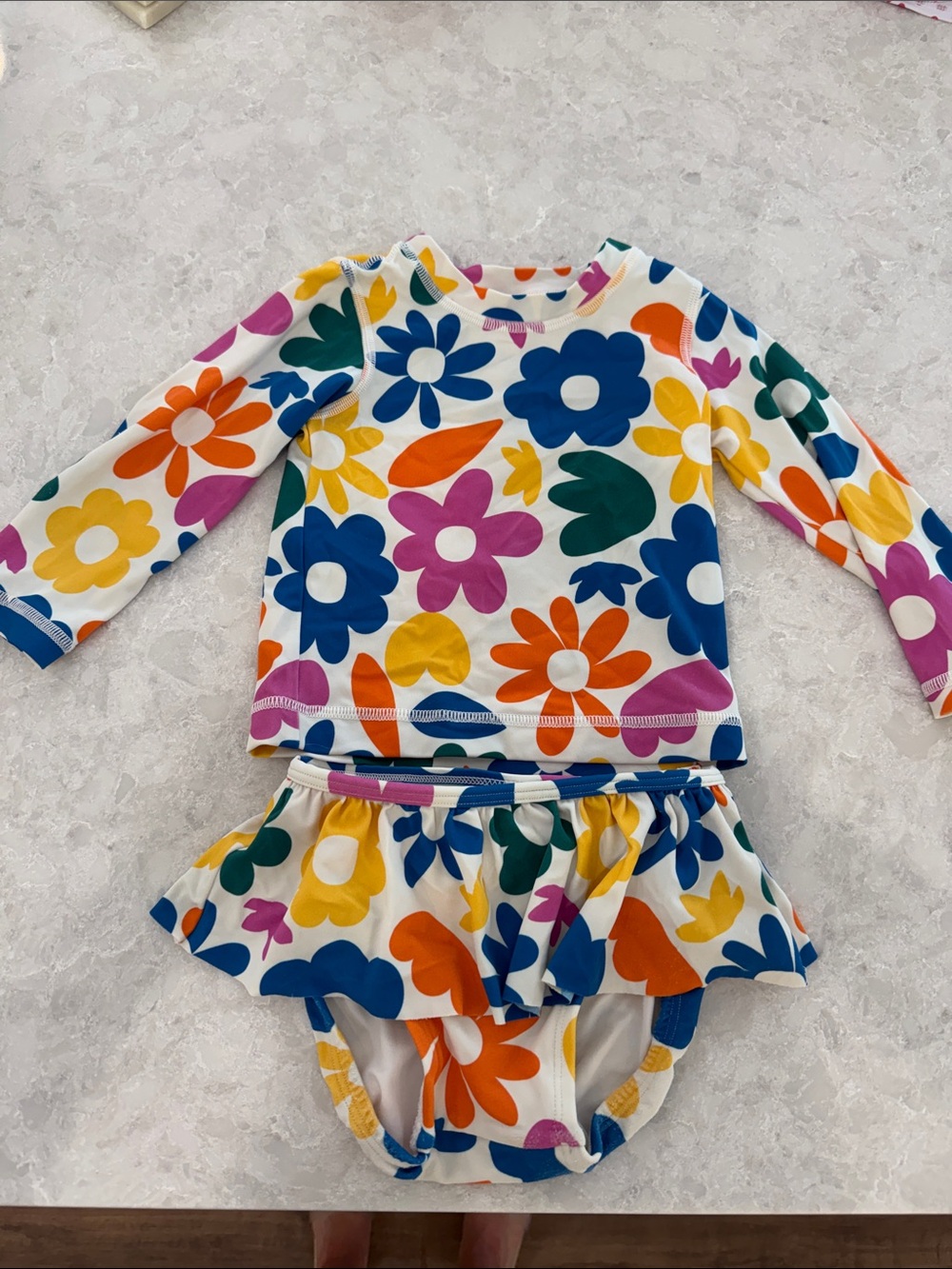 Kids Floral Long-Sleeve Rash Guard Swim Set - Multi